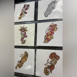 Glitter Floral Henna Stickers - Pink, Gold, Green